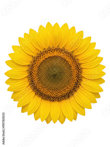 Sunflower top view isolated on white