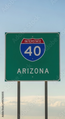 Interstate 40 Arizona Highway Signage On A Clear Day