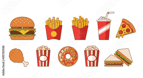 Variety of fast food items displayed 1.