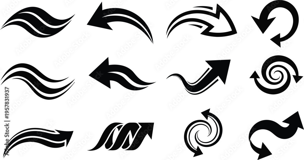 Fototapeta premium Set of 12 black arrow icons vector