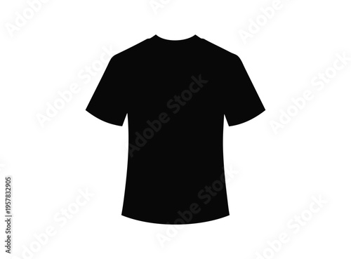 Plain Black T-Shirt Vector Template - Minimalist Front View Tee Mockup for Apparel Design, Branding, and Fashion Merchandise