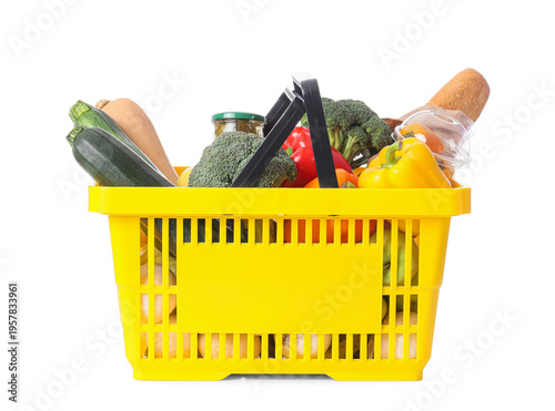Yellow shopping basket with...