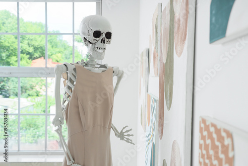 Human skeleton model at exh...
