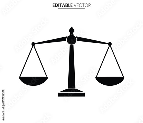 Scales of justice graphic a balanced symbol representing law fairness and equality silhouette