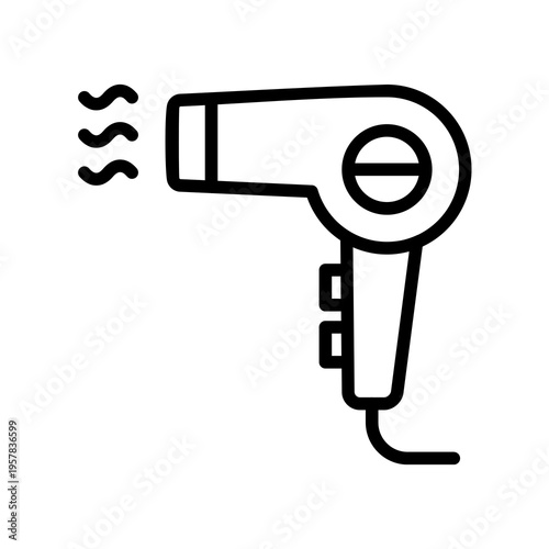 Hair dryer outline vector icon isolated simple salon styling sketch element