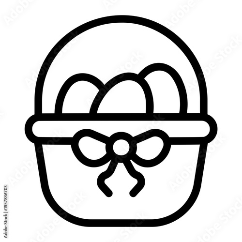 Easter egg basket Line Icon