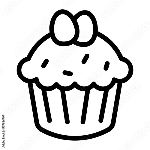 Easter cupcake Line Icon