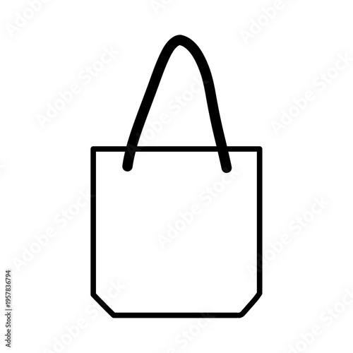 Reusable tote bag outline vector icon isolated simple eco friendly shopping sketch element