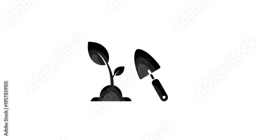Gardening Icon Sprout and Trowel