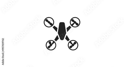Black Drone Silhouette On White Background