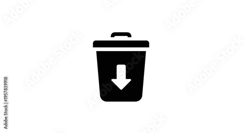 Delete or Move to Trash Bin Icon with Down Arrow