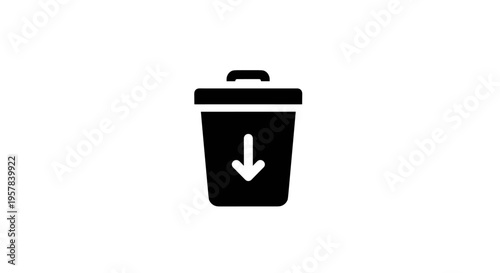 Delete Trash Can Icon with Down Arrow