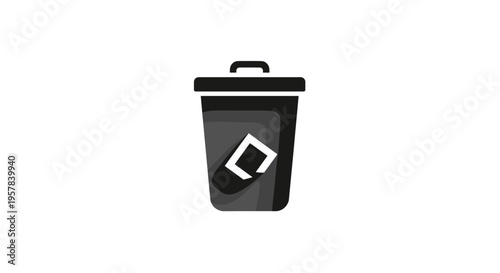 Flat Design Delete Trash Can Icon for User Interface and Web Applications