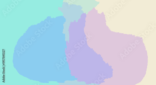 Soft pastel-colored abstract shapes overlapping on a white background with a gentle and soothing mood.