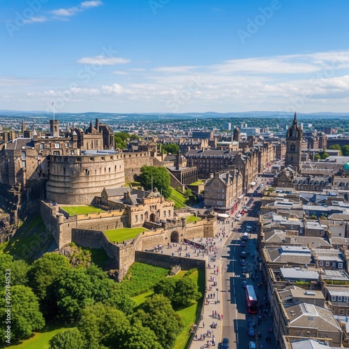 Majestic Edinburgh Castle Dominates Historic Scottish Cityscape From Above