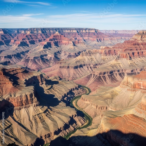 Majestic Grand Canyon Aerial Vista With Winding River Below