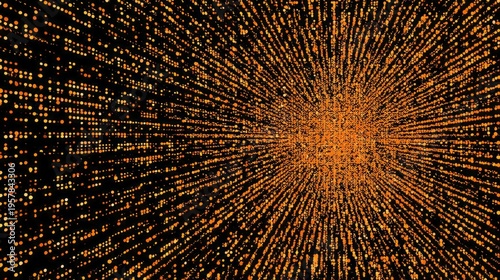 Numerous luminous particles stream outward from a central point in digital space