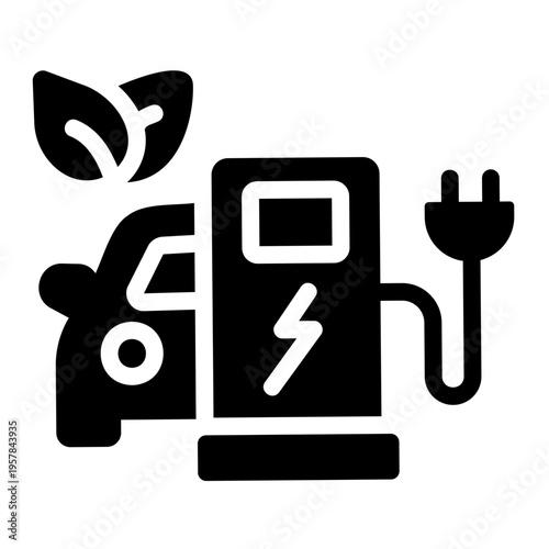 Electric car charging Solid icon