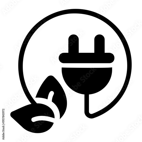 Green energy plug Solid icon