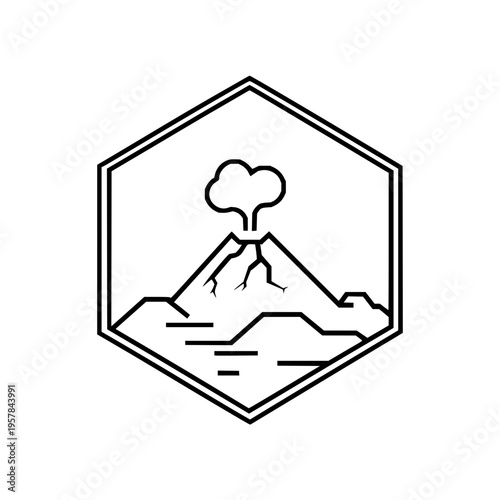 Volcanic Eruption Mountain Landscape Icon