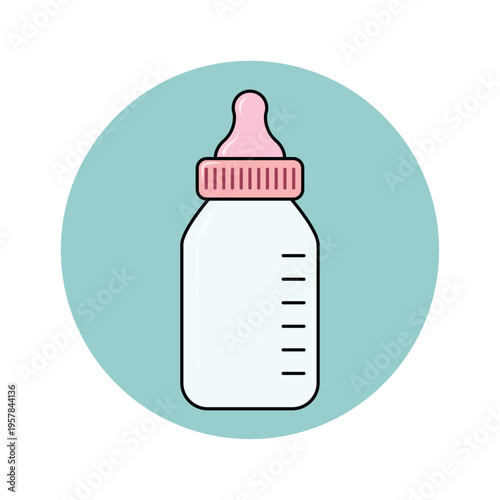 Baby bottle with milk and pacifier isolated on white background representing infant feeding and childcare
