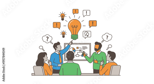 Business people brainstorming ideas together.