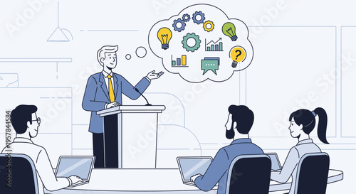 Businessman giving presentation to colleagues 2.