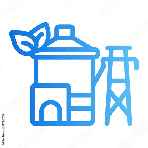 Biomass power plant Line Gradient Icon