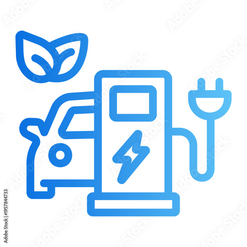 Electric car charging Line Gradient Icon
