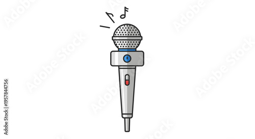 Karaoke Microphone with Music Notes Emitting.