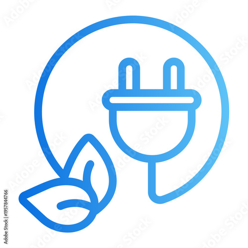 Green energy plug Line Gradient Icon