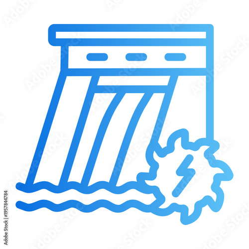 Hydropower dam Line Gradient Icon