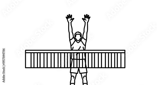 Man jumping over a hurdle successfully.