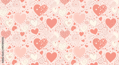 Valentines day hearts pattern romantic seamless background festive design