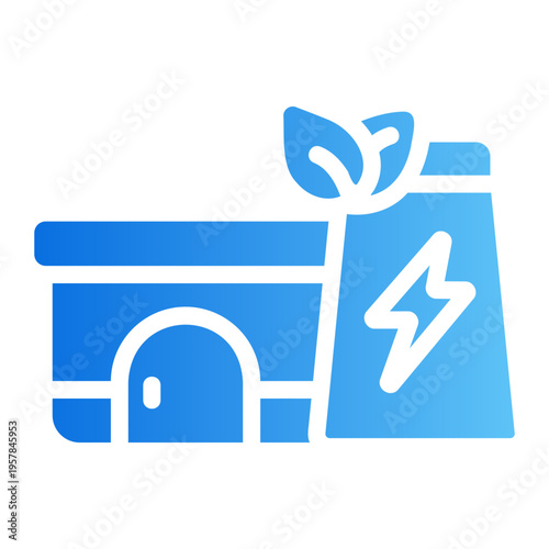 Green factory Line Gradient Icon