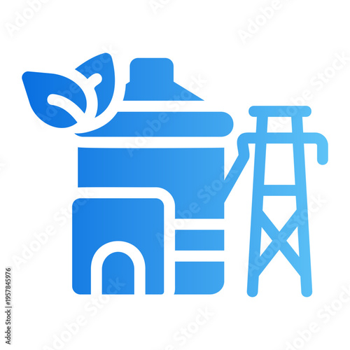 Biomass power plant Line Gradient Icon