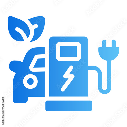 Electric car charging Line Gradient Icon