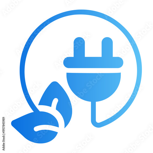 Green energy plug Line Gradient Icon