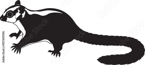 Vector sugar glider icon, black and white
