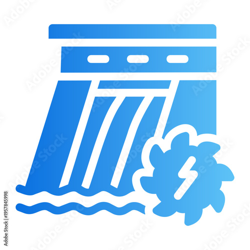 Hydropower dam Line Gradient Icon