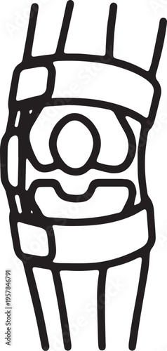 Art & Illustration, Medical knee brace support icon, adjustable orthopedic leg wrap line vector, sports injury recovery symbol.