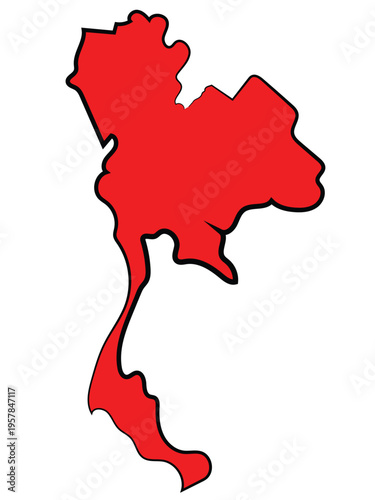 A map of Thailand in a continuous line drawing format.