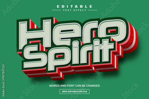 Hero spirit 3D editable text effect template