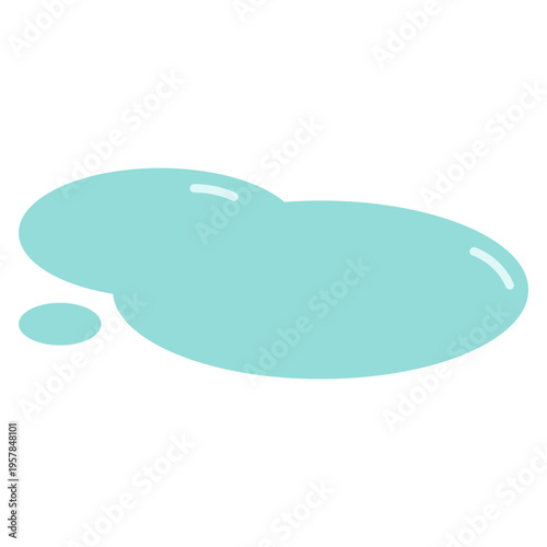 シンプルな水たまりの単体イラスト｜雨 梅雨 水面 反射 天気 背景素材