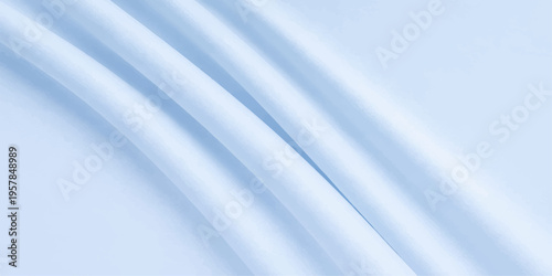 Abstract blue silk and satin background with smooth flowing waves of soft fabric texture featuring light curves and grey motion lines for a modern textile wallpaper design illustration