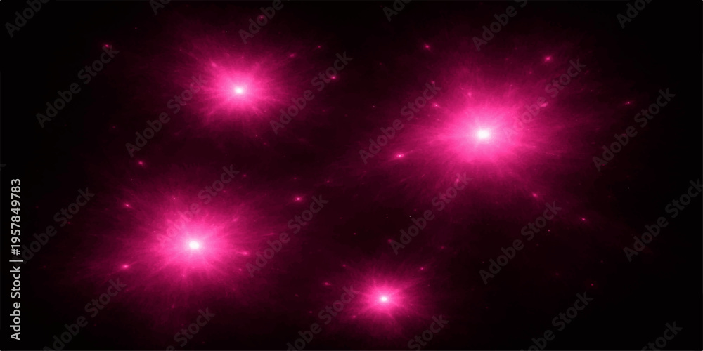 Fototapeta premium A cosmic galaxy nebula glows with bright stars and shiny purple light across a dark night sky background for a creative disco motion design