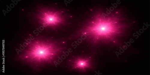 A cosmic galaxy nebula glows with bright stars and shiny purple light across a dark night sky background for a creative disco motion design