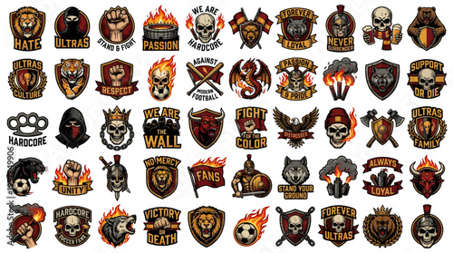 Collection of various sports team logos.