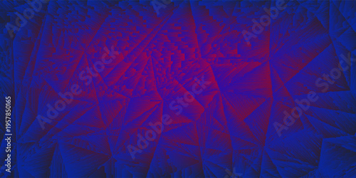 Abstract Blue and Red Geometric Texture With Neon Gradient Triangular Pattern, Futuristic Background