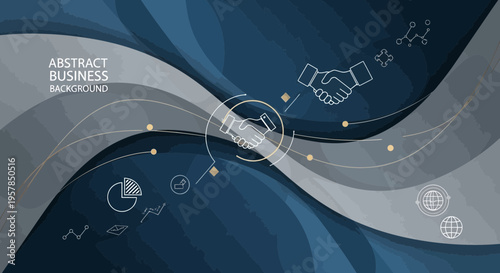 Abstract business background design with handshake and graphic elements